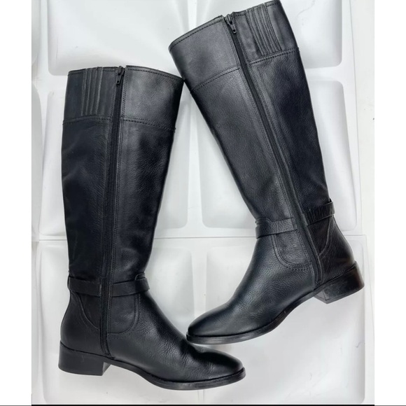 Antonio Melani Womens Sz 6M 6 Black Leather Buckle Riding Boots - Picture 5 of 13